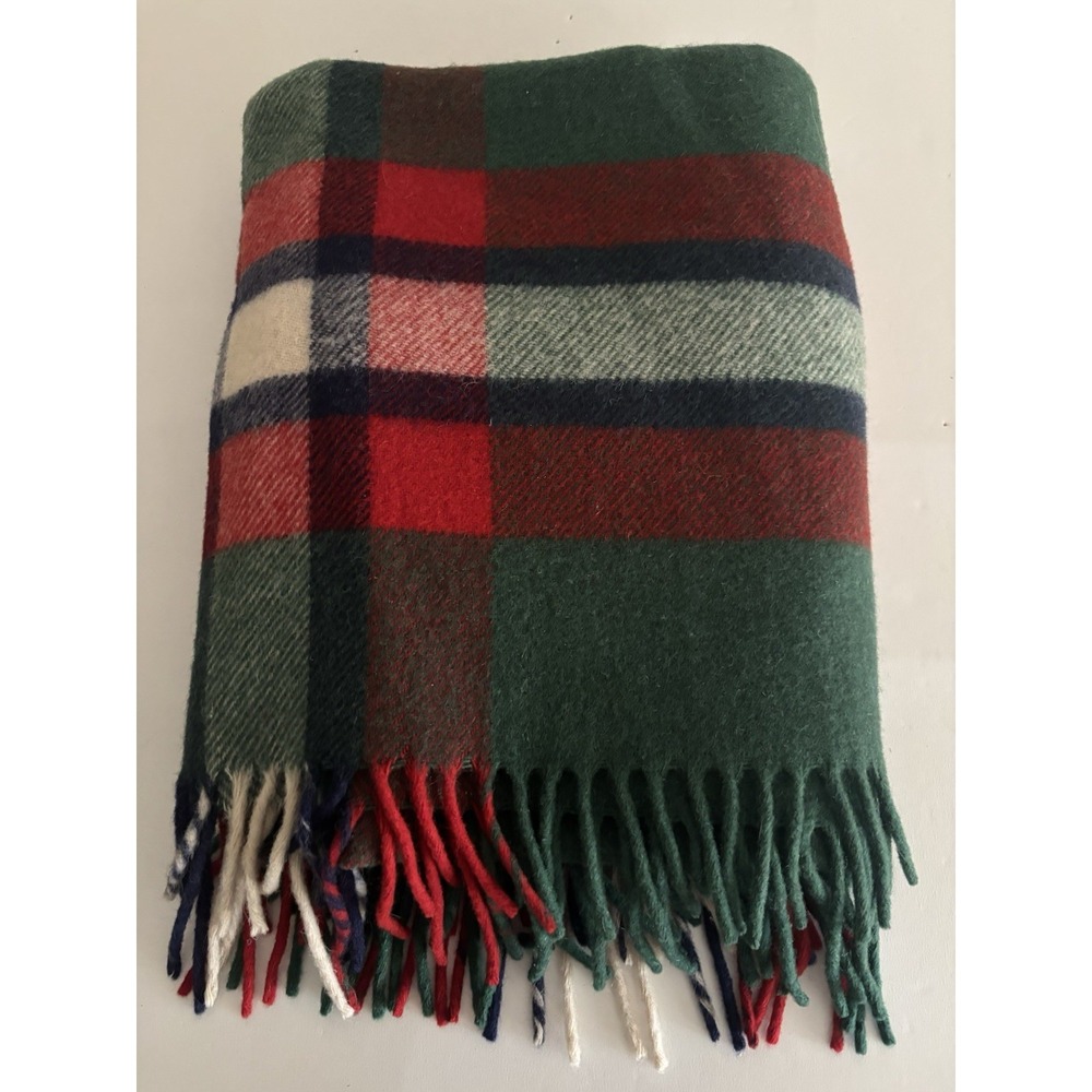Vintage Troy Robe 100% Virgin Wool Blanket 52" x 71" Fringe New Hampshire USA
